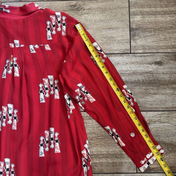 Chico's Designs Red Black Rayon Japanese Women Print Size 2 - Picture 11 of 12